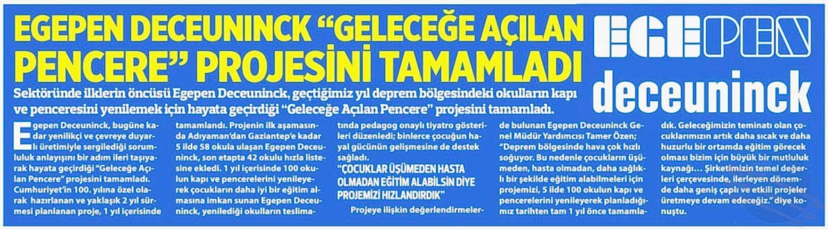 Egepen Deceuninck ''Geleceğe Açılan Pencere'' Projesini Tamamladı