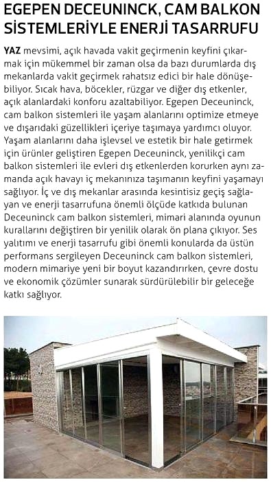 Egepen Deceuninck, Cam Balkon Sistemleriyle Enerji Tasarrufu